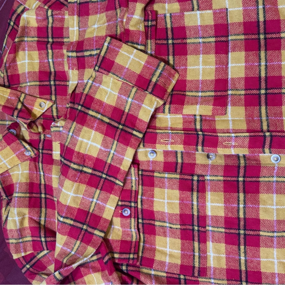 MNML Red and Yellow Plaid Casual Button Down Shirt